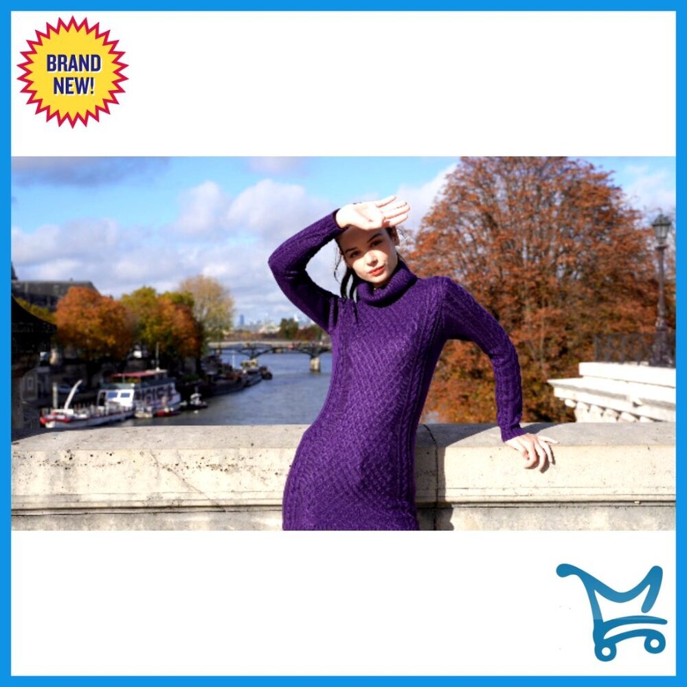 Cotton Cable Knit Turtleneck Sweater Cozy Classic Fisherman Pullover Slim Fit - Picture 7 of 7